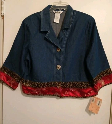 Vtg Nina Piccalino Sz 16 Art Wear / Boho Denim Jacket NWT Made USA Beautiful  - Image 1 of 4