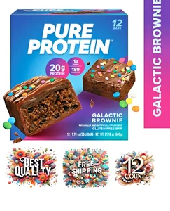 Pure Protein Bars Galactic Brownie 12 Ct – 20g Protein Gluten-Free 1.76 oz Each - Picture 1 of 4