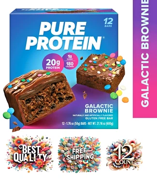 Pure Protein Bars Galactic Brownie 12 Ct – 20g Protein Gluten-Free 1.76 oz Each - Image 1 of 4