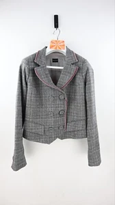 PENNYBLACK double breasted check short jacket with velvet trim size UK12 - Picture 1 of 10