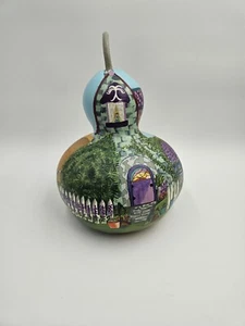 Hand Painted Hollow Gourd Handmade Vtg Artist Signed CW 2003 Decor - Picture 1 of 5
