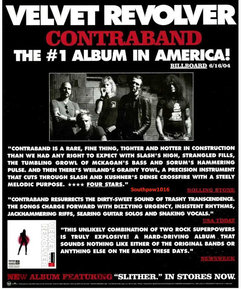 2004 Velvet Revolver "Contraband" Album Release Music Industry Promo Reprint Ad - Image 1 of 1