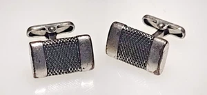 Vintage Silver Tone Micro Mesh Cufflinks signed KC - Picture 1 of 2