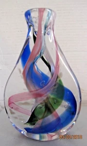 Robert L. Hamon Art Glass Studio Jarrón Pisapapeles Soplado Firmado Donald Hamon b - Imagen 1 de 10
