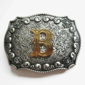 Initial Letter "B" Cowboy Rodeo Western Metal Belt Buckle - Picture 1 of 2
