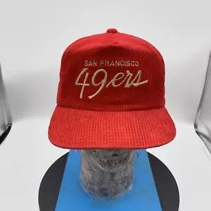 Sombrero de pana Sports Specialties 90s Script San Francisco 49ers vintage NFL rojo - Imagen 1 de 7