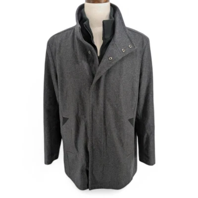 Andrew Marc NY Men's Wool Blend Topcoat Jacket Zip Front Grey XL - Image 1 of 4