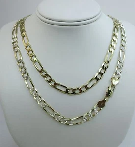 7 mm Figaro Pave Kette. Vermeil Gold über Sterlingsilber 2 Tonnen, 20,22,24,30 Zoll - Bild 1 von 3