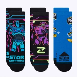 Stance Kids Crew Socks Pixar Lightyear Star Command 3 Pack Boys Size L 3-5.5 - Picture 1 of 9