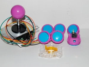 Set 6 - Japan Sanwa Mix Buttons Violet Blue & Violet Joystick GTY Arcade Parts - Picture 1 of 11