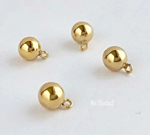 10pcs 5mm 14k Gold filled Ball Charm, Ball Drop Charm w/Ring D02g - Picture 1 of 1