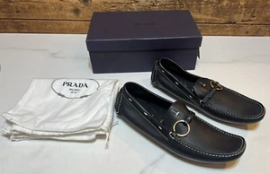 NUEVOS* Mocasines de cuero negro Prada para mujer Daino Nero 40,5/10,5 con caja y bolsas antipolvo - Imagen 1 de 11