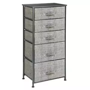 mDesign Tall Chest of 5 Fabric Storage Drawers - Black and Graphite - Picture 1 of 4