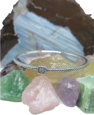 Brazalete David Yurman Plata de Ley 925 Confeti Diamante Cable 7.5" Foto 1 de 4