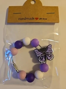 Butterfly Purple Tumbler Stanley Cup Handle Charm Keychain Backpack - Picture 1 of 1