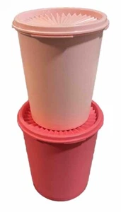 VTG Tupperware Servalier Canisters PINKS 7.5 cups & 5 cups ~ Set of 2 Starburst - Picture 1 of 6