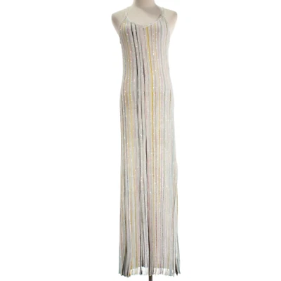 Maxi Vestido Missoni Nuevo con Etiquetas Sin Mangas Lentejuelas Talla 42 EE. UU. 6 en Blanco/Múltiples Rayas Foto 1 de 4
