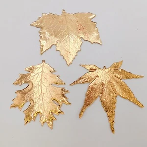 3 Leaf Ornament Copper Dipped Leaves Christmas Ornament Fall Art Winter - Picture 1 of 11