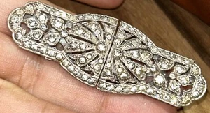 Vintage Art Deco Pave' klar Strass Kleid Fell Clips & Brosche Duett - Bild 1 von 4