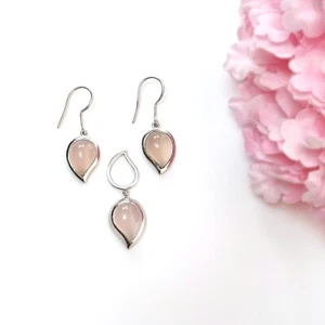 "Juego de pendientes colgantes de plata esterlina 925 de piedra preciosa de ónix rosa natural de 7,34 quilates de 1,5" - Imagen 1 de 6