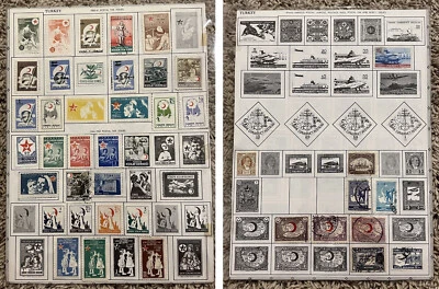 1910's-1955 TURKEY M&U STAMPS LOT ON ALBUM PAGE CRESCENT MOON OVERPRINTS & MORE - Image 1 of 4