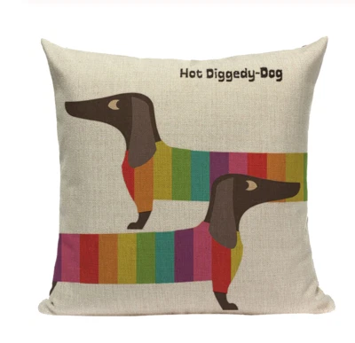Funda de almohada de cojín Hot Diggedy Dog DOG8 Dachshund Hotdog arco iris igualdad Foto 1 de 4