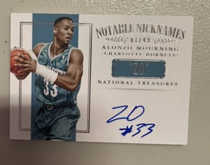 2014 - 15 National Treasures Notable Nicknames Alonzo Mourning Auto #01/49