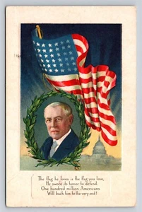 Woodrow Wilson patriotische Postkarte Die Flagge, die er liebt, ist die Flagge, die du liebst (FEHLER) - Bild 1 von 5