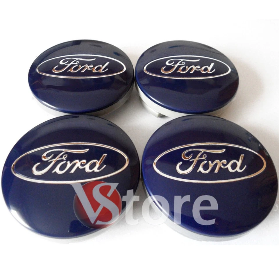 4 Tappi Coprimozzo per Cerchi in Lega Compatibili per Ford 54 mm Blu - Imagen 1 de 4