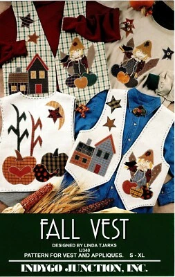 Fall Vest Applique Sewing Pattern Indygo Junction IJ340 S-XL - Image 1 of 2