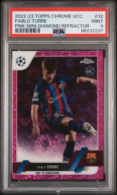 PABLO TORRE * PSA 9 * PINK MINI-DIAMOND /175 * 2022-23 TOPPS CHROME BARCA ROOKIE - Image 1 of 3