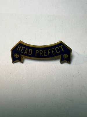 VINTAGE HEAD PREFECT SCHOOL BADGE BLUE ENAMEL STYLE PIN - Image 1 of 2