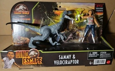 Mattel Jurassic World Camp Cretácico Humano/Dino Paquete de 2 - Sammy y Velociraptor  Foto 1 de 4