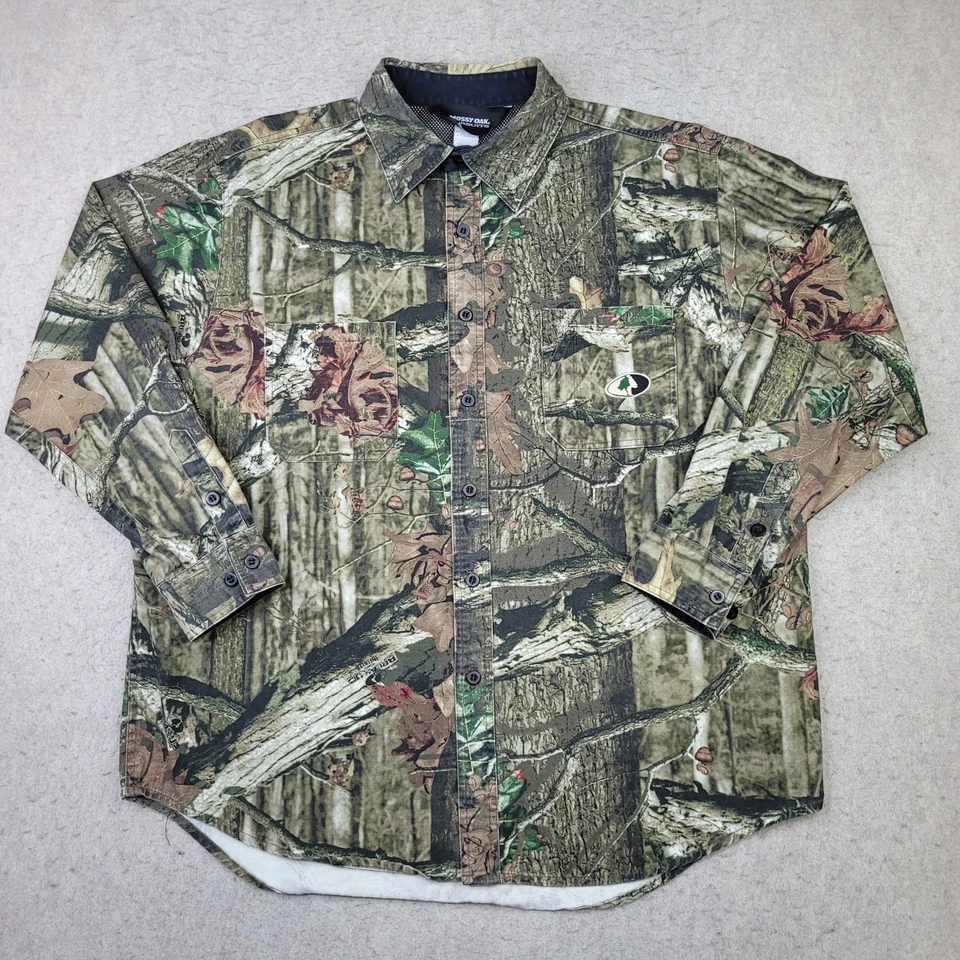 Camisa Mossy Oak Pursuits Para Hombres XL Camuflada Manga Larga Abotonada Caza Exterior Foto 1 de 4