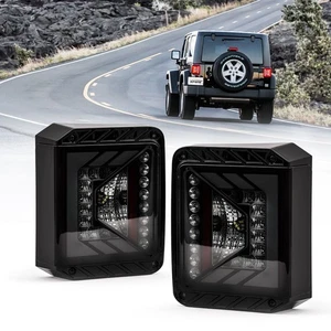 Smoked Rear Taillights LED Brake Tail Lights For 2007-2018 Jeep Wrangler JK JKU - Picture 1 of 7