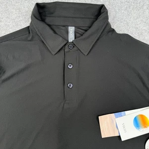 NEW Vuori Strato Tech Performance Polo Shirt Men Medium Black Golf Work Commuter - Picture 1 of 10