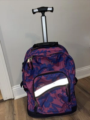 LL Bean Deluxe Mochila con Ruedas Bolsa para Libros Equipaje de Mano Rosa Floral Foto 1 de 4