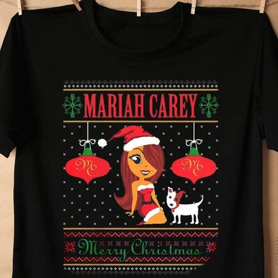 Ugly Christmas MARIAH CAREY Shirt Short Sleeve Black Unisex S-2345XL  IM0941 - Image 1 of 4