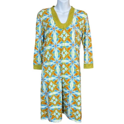 Vestido J.McLaughlin Jersey Elástico Tejido Estampado Azulejo Marroquí Talla Pequeña Foto 1 de 4