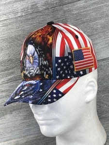 USA Eagle Flag Patriotic America Strap Back Trucker Hat Cap July 4th OSFA - Picture 1 of 13