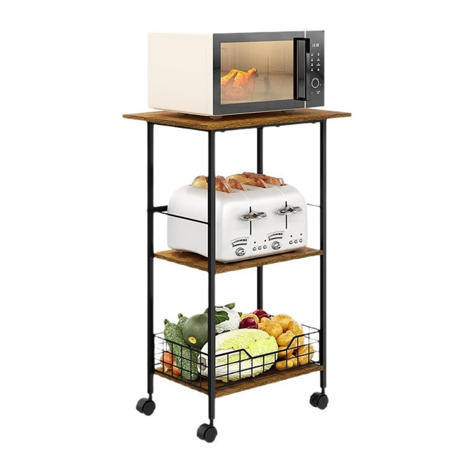 Carro de madera rodante isla de cocina carro comedor estante de almacenamiento freer estante de pie Foto 1 de 4