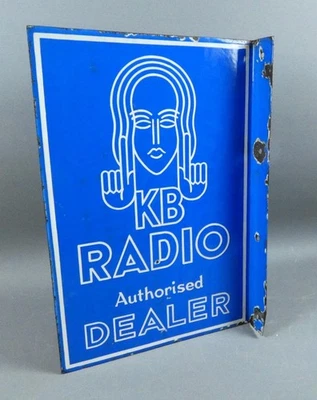 Vintage KB Radio Authorised Dealer enamel sign double sided   c1935      #25204 - Imagem 1 de 4