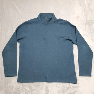 Ibex Jacket Men Large Blue 94% Merino Wool 1/4 Zip Pullover Outdoors Made in USA - Picture 1 of 8