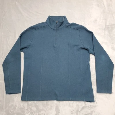 Ibex Jacket Men Large Blue 94% Merino Wool 1/4 Zip Pullover Outdoors Made in USA - Image 1 of 4