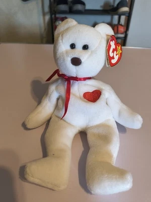 RARE TY Beanie Baby "Valentino" The Bear (1993 Tush / 1994 Heart Tag Error) MINT - Image 1 of 4