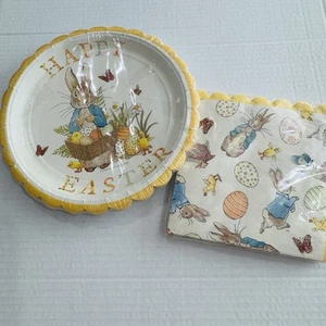 Beatrix Peter Rabbit Round Small Lunch Plates & Square Napkins Scallop Edge - Picture 1 of 9
