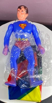 Superman Blow Mold plastic Figure 11" with Parachute 1970s Rare Toy Vintage - Image 1 of 4