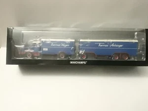 1/43 1950 Krupp Titan Kofferzug blue/white truck & trailer LE 300 Minichamps - Picture 1 of 5