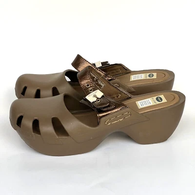 Dr Scholls Dance Go Play Sz US 11 Brown Bronze Metallic Buckled Nurse Clog Shoes - Image 1 of 4