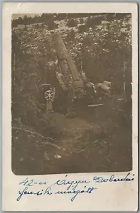 Pistola de artillería de la Primera Guerra Mundial antigua foto real postal RPPC - Imagen 1 de 2